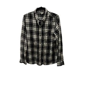 L.L. Bean Mens Shirt Large Black/White Plaid Regular Fit